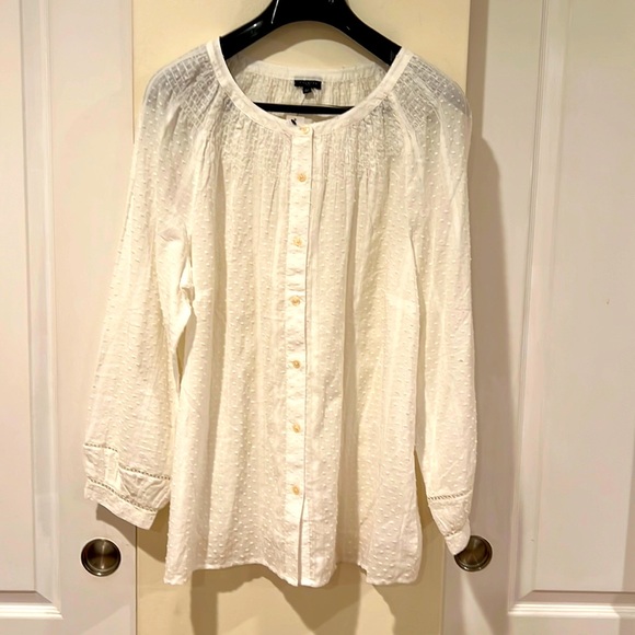 Talbots Tops - Talbots White Swiss Dot Peasant Blouse